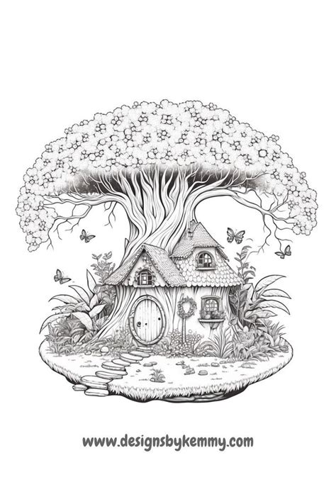 Fairy House Coloring Coloring Pages