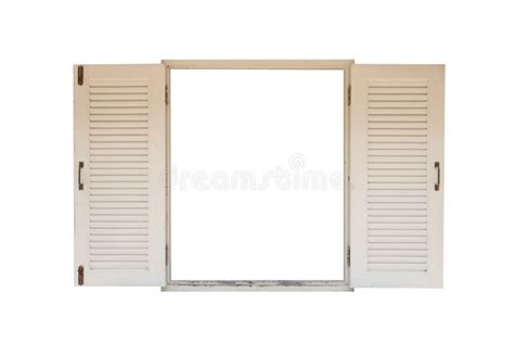 White Window Classic Are Open Isolate On White Background Stock Photo