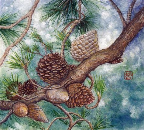 Pine Cone Painting By Tomoko Koyama Fine Art America