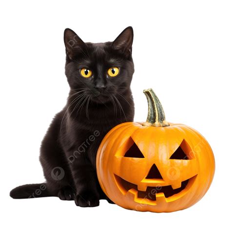 Scary Jack O Lantern Calabazas De Halloween Y Gato Negro Png