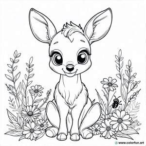 Coloriage d une biche dans la nature à Télécharger ou à Imprimer