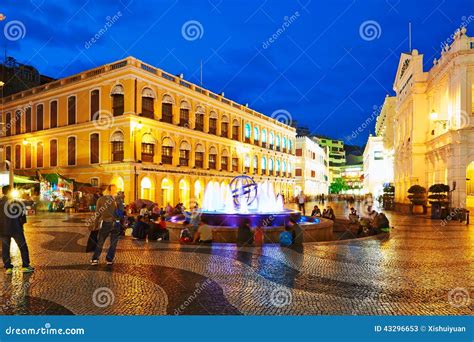 largo  senado square night scape editorial stock photo image