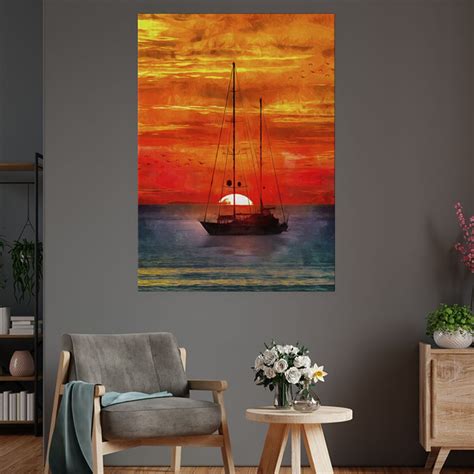 Quadro Decorativo Paisagem Barco Canva Para Sala X Leroy Merlin