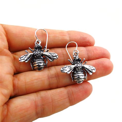 Bee Insect 925 Sterling Silver Bumblebee Drop Earrings Ebay