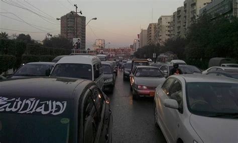 Pro Qadri Protesters Block Karachi Roads Cause Traffic Jam Pakistan