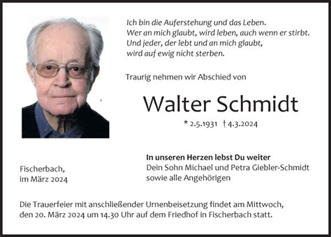 Traueranzeigen Von Walter Schmidt Schwarzw Lder Bote Trauer