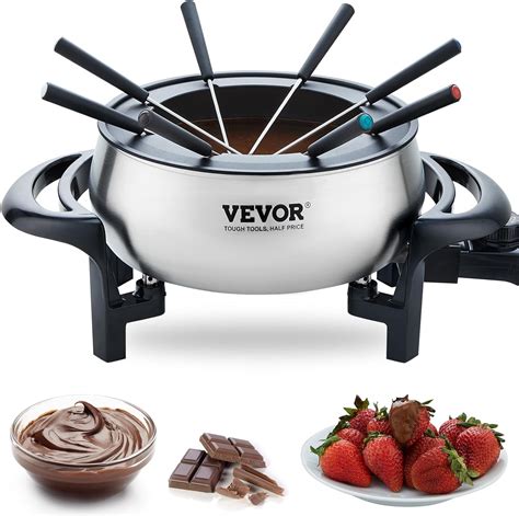 Vevor Electric Fondue Pot Set For Cheese And Chocolate 3 Quart Chocolate