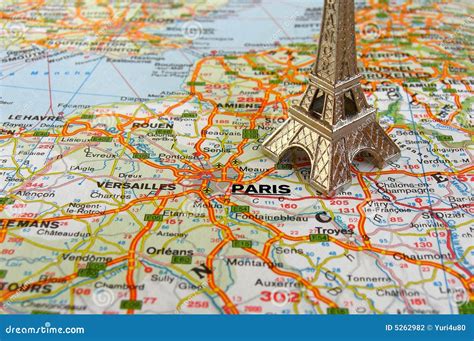 Eiffel Tower On France Map Stock Photography - Image: 5262982