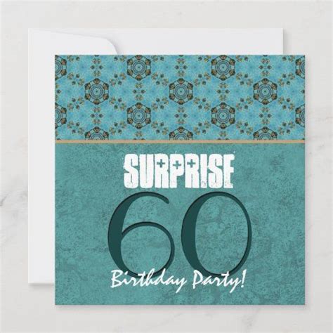 Surprise 60th Birthday Party Card With The Number 60 On Its Front And