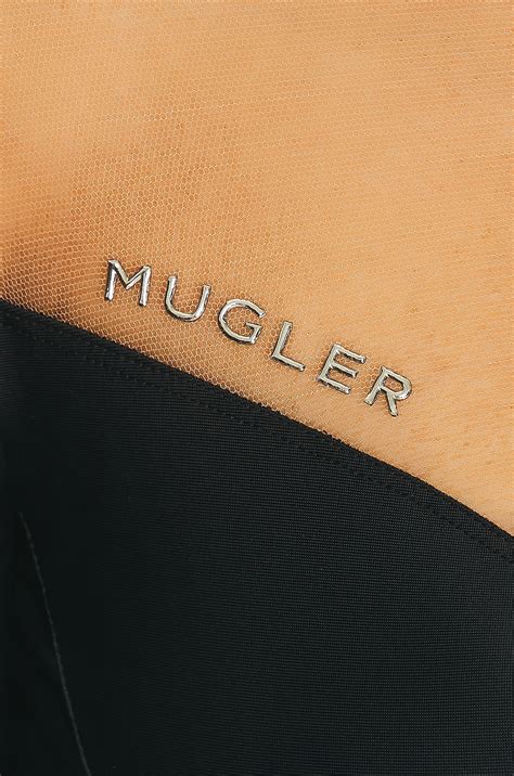 Mugler Deep Mesh Bodysuit In Black Nude Fwrd