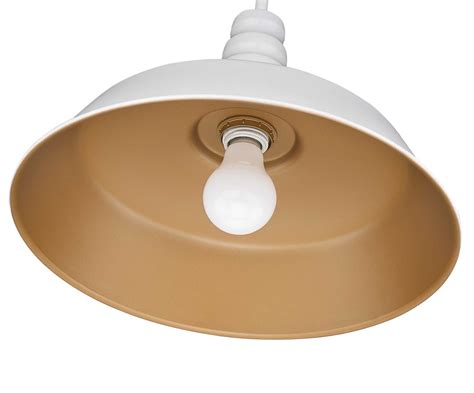 Single Light Pendant White With Gold In Shade Removable Cage By Mirage