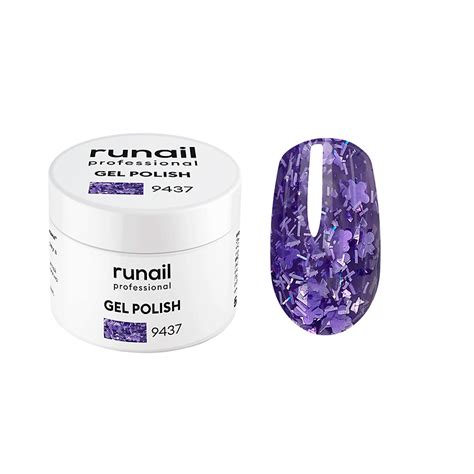 RUNAIL PROFESSIONAL Гель-лак с фольгой и фигурными пайетками ГОРТЕНЗИЯ ...