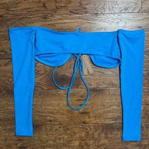 Skims Recycled Swim Long Sleeve Bikini Top Turquoise Size Medium Nwt Ebay