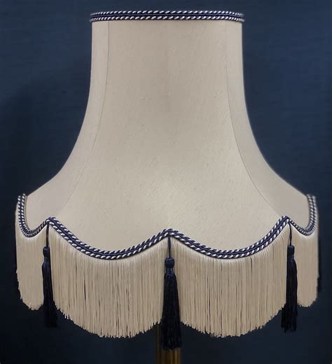 Cream And Navy Blue Rope Fabric Lampshade