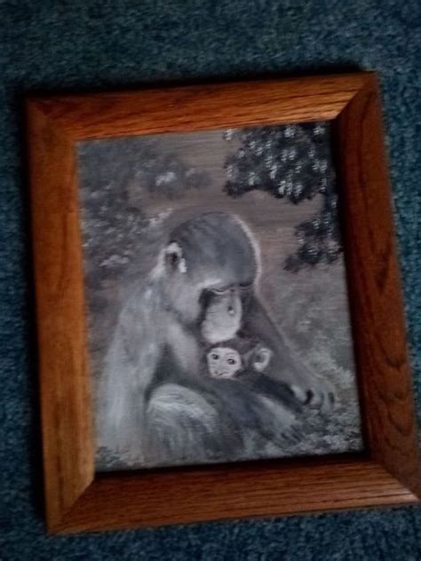Mother Primate And Baby Acrylic Painting By Sybil Fulk