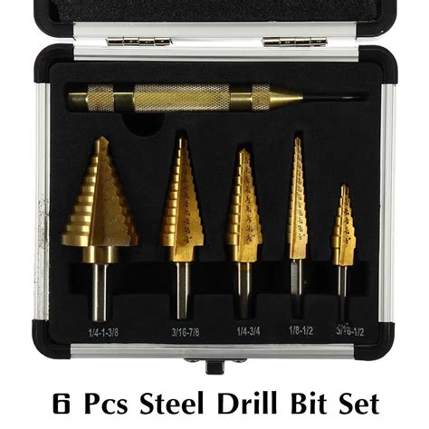 Hole Cutter Drilling Tool Pcs Set Hss Steel Titanium Coated Step Cone