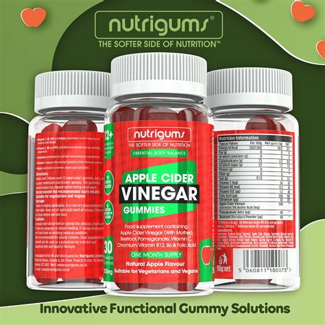 Nutrigums® Apple Cider Vinegar Complex “with Mother” 525mg X 30 Apple Flavour Gummies One