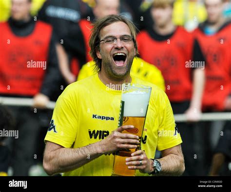 Dortmund coach manager Juergen Klopp with giant beer glass during ...