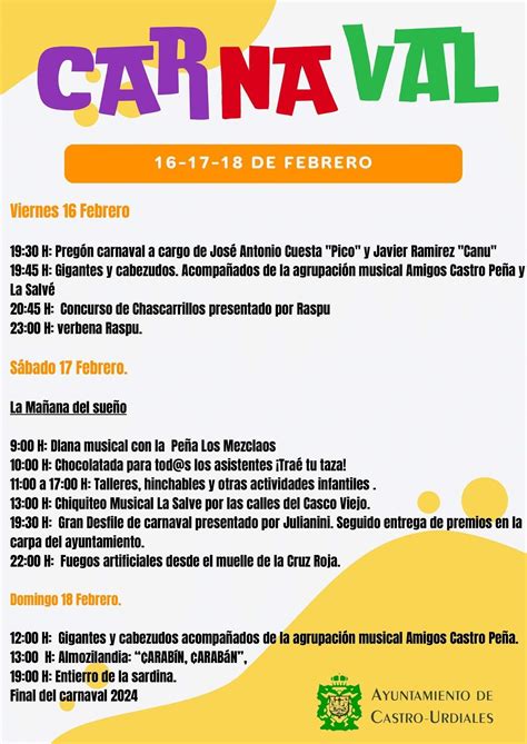 Programa De Fiestas De Carnaval En Castro Urdiales