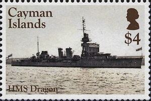 Stamp HMS Dragon Cayman Islands Ships Mi KY 1291