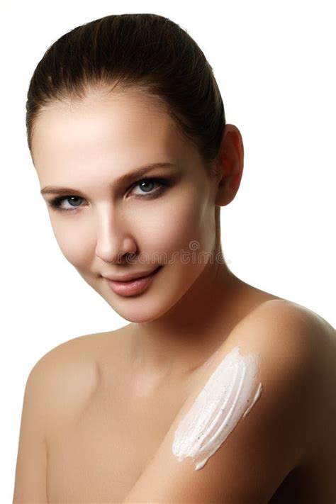 Portrait Of A Gorgeous Brunette Woman Stock Photo Image Of Caucasian Cream