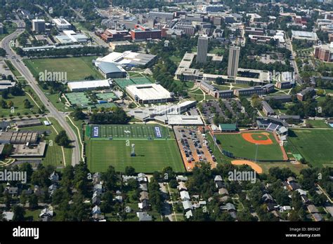 Aerial view of some of the University of Kentucky campus and athletic facilities in Lexington ...