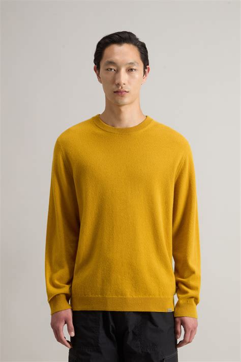 Mens Pure Cashmere Crewneck Sweater Yellow Woolrich Us