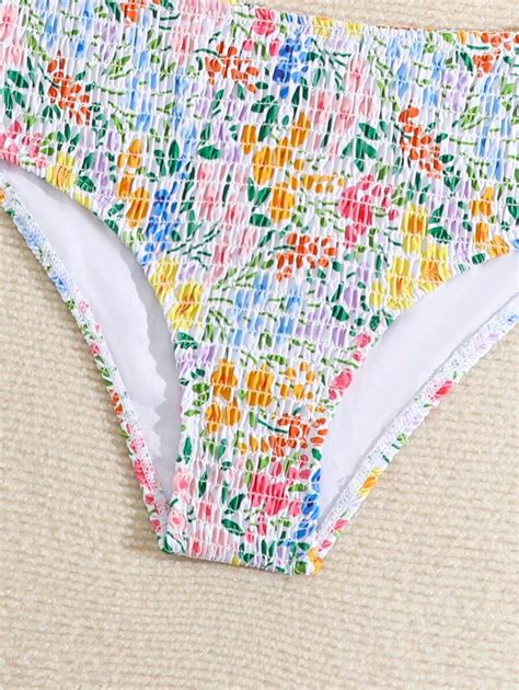 SHEIN Tween Girl Floral Printed Bikini Set Holiday Style SHEIN USA