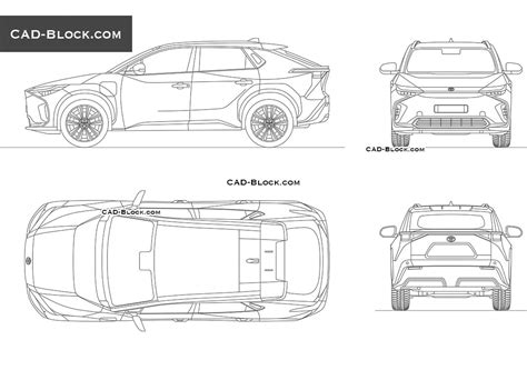 Toyota Bz X Vector Cad Drawing