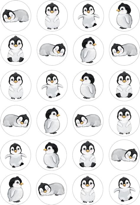 Penguin Chicks 24 Edible PRE CUT Wafer Paper Cupcake Toppers