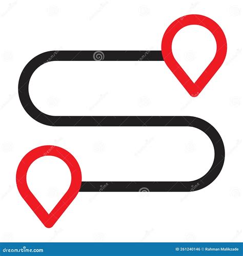 Route And Pin Location Line Icon Road With Map Pins Or Marker Vector