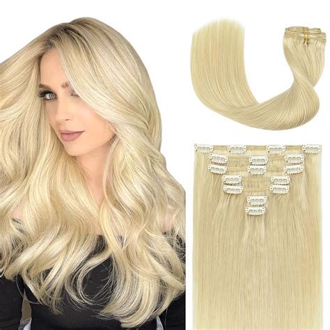 Amazon Vario Hair Human Hair Clip In Hair Extensions Platinum