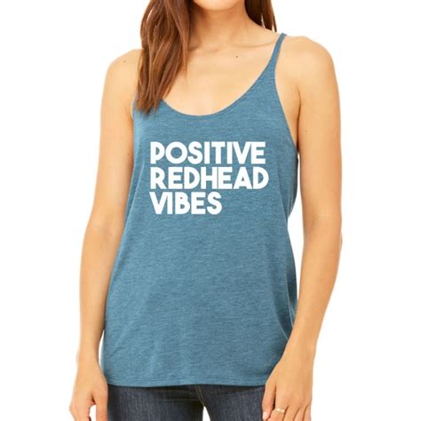 Positive Redhead Vibes Tank Top In Deep Teal H Bar Tank Tops