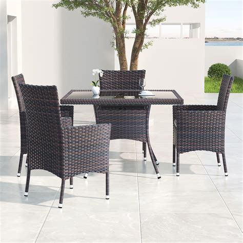 Amazon Kullavik 5 Piece Outdoor Dining Set All Weather Wicker