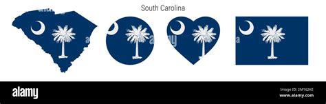 South Carolina Flag Icon Set American State Pennant In Official Colors