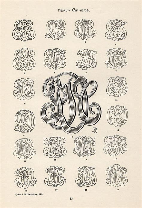 Art Monograms Lettering J M Bergling Monogram Art Monogram