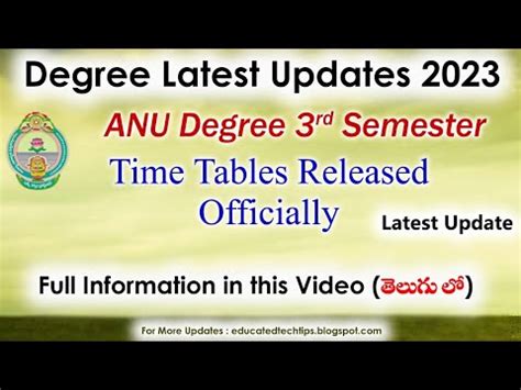 Degree Sem Exam Time Tables Update Official Update Anu Degree Rd