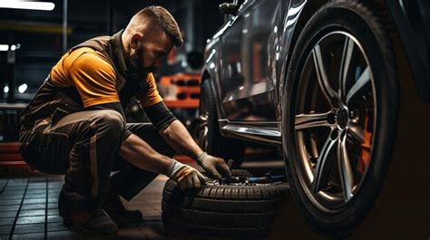 Premium Photo Mechanic Changing Tires In A Car Service