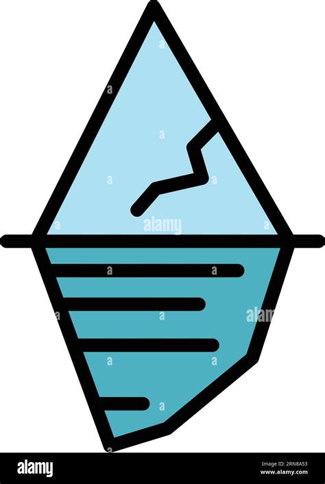 Winter Glacier Icon Outline Vector Sea Mountain Under Risk Color Flat