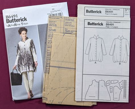 Butterick 6491 Katherine Tilton Pattern Shirt Blouse Coat Size L XL