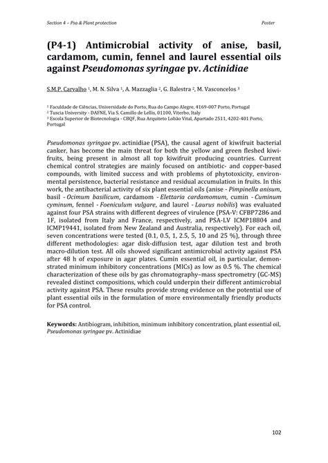 Pdf Antimicrobial Activity Of Anise Basil Cardamom Cumin Fennel