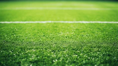 Premium AI Image Green Grass On The Football Field With White Line