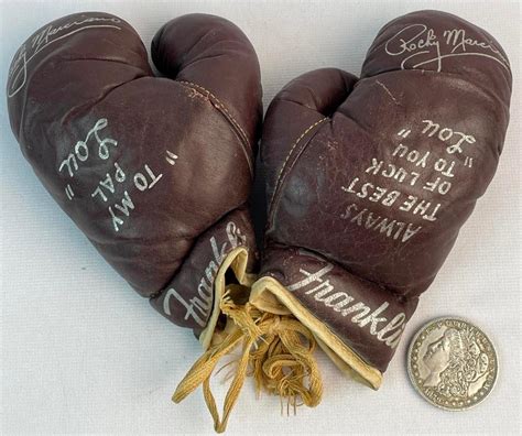 Lot Signed Rocky Marciano Vintage Franklin Mini Boxing Gloves