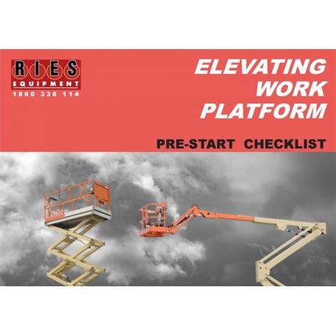 Elevating Work Platform Pre Start Checklist Book A5