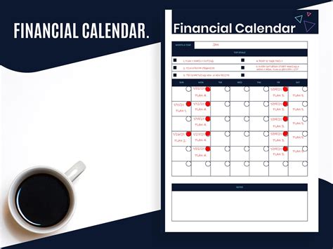 Financial Calendar Template One Page Calendar Printable PDF | Etsy