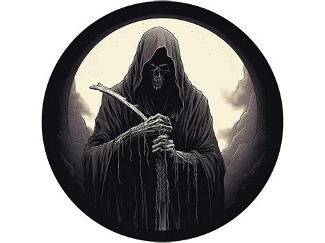 Scary Creepy Grim Reaper Drawing With Scythe Halloween Wreath Sign ...