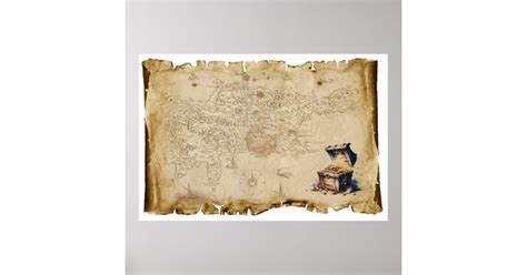 Old pirate treasure map poster | Zazzle