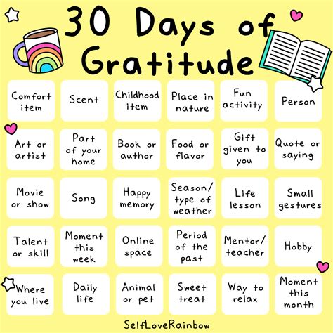 30 Days Of Gratitude Challenge Self Love Rainbow