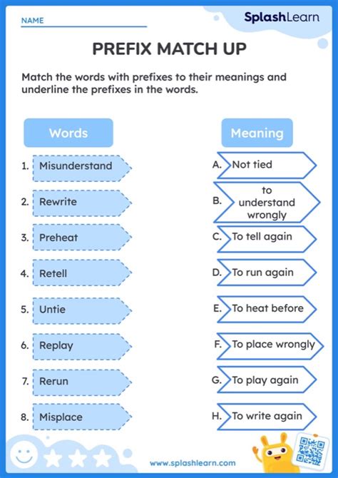 Prefix Match Up Worksheet