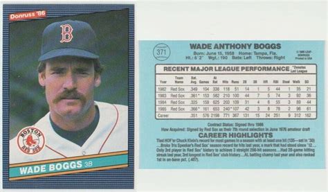 1986 Donruss 371 Wade Boggs For Sale Online EBay